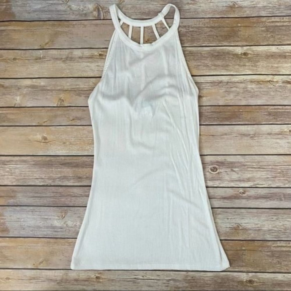 Venus Cream Knit Strappy Back Halter Tank - Picture 7 of 8